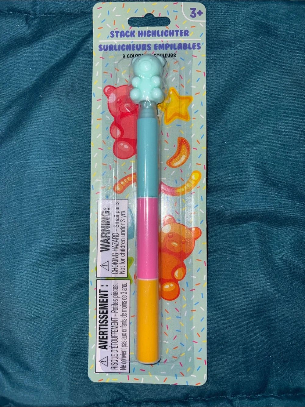 Cute Stack Highlighter & Pen Set — Pink, Teal, Yellow
